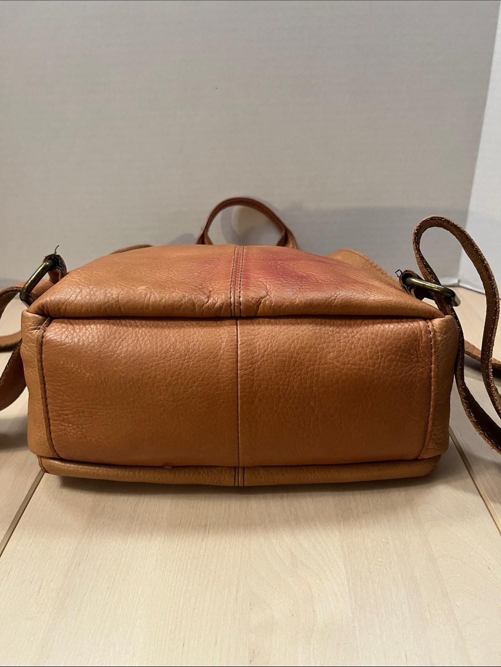 American Leather Co. Tan Light Brown Backpack Book Bag Purse - Picture 8 of 16